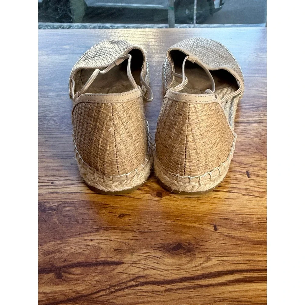 Eileen Fisher Women's Tan Woven Raffia Espadrille Flat Sandals Size 8.5